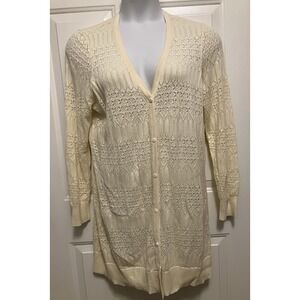 Torrid Women's Size‎ 2 XL Cream Open Knit Long Cardigan Sweater